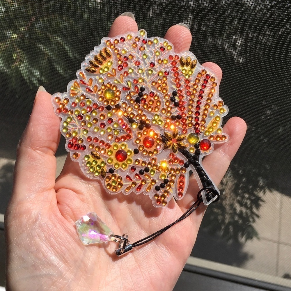 Diamond Art Fall Tree Bookmark, Colorful, Sparkly, Bling (ORANGE) - Picture 3 of 16